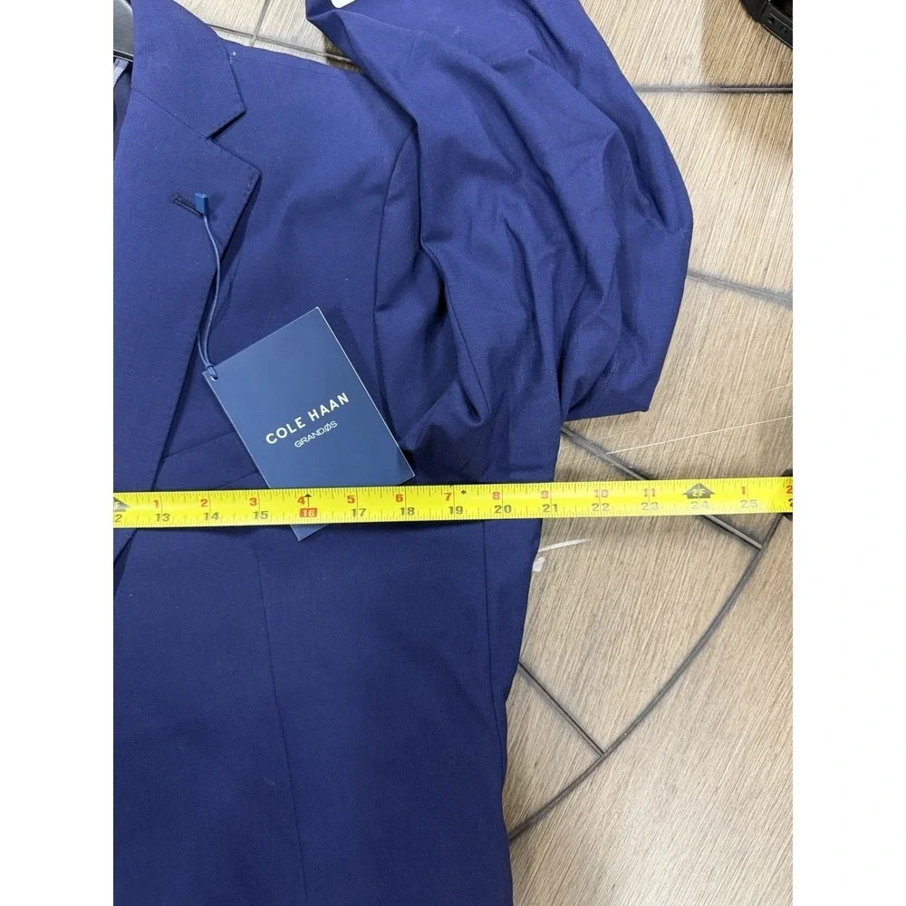 NWT Cole Haan Grand.ØS Men's Navy Blue Slim Fit Untailored Suit 40S‎ Wool